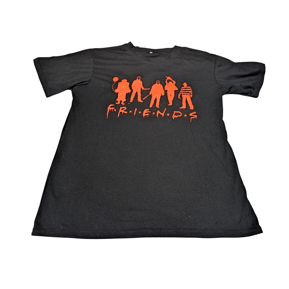 T-Shirt Mens M - L Black Friends Horror Slasher Parody Halloween Goth